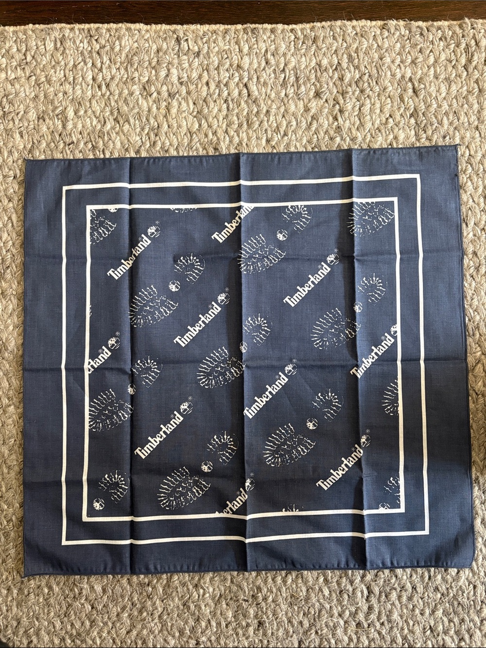 Vint Timberland Navy and White Logo Bandana cotton made in USA